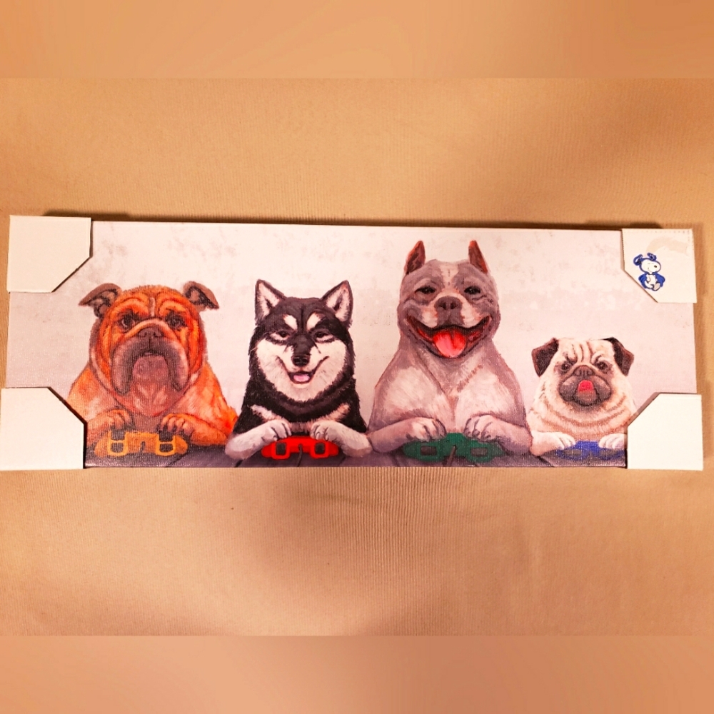 GAMER DOGS WRAPPED CANVAS ART